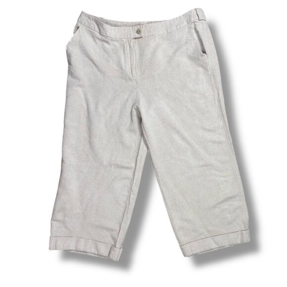 Harve Benard Cream Capri Cuffed Pants Sz 16 - Picture 1 of 8